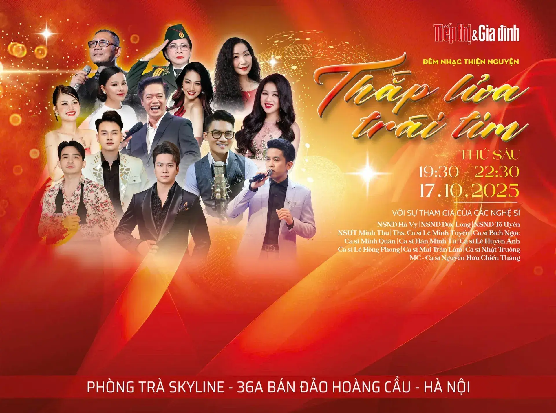 Dàn nghệ sĩ đình đám góp mặt trong đêm nhạc thiện nguyện “Thắp lửa trái tim”