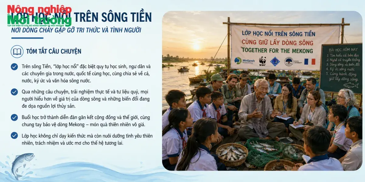 Lớp học nổi trên Sông Tiền, nơi dòng chảy gặp gỡ tri thức và tình người