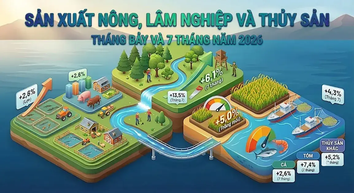 Tình hình sản xuất nông, lâm nghiệp và thủy sản tháng Bảy và 7 tháng năm 2026